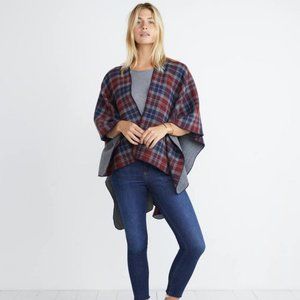 Marine Layer Plaid Poncho Vancouver Reversible Wrap One Size Fits All